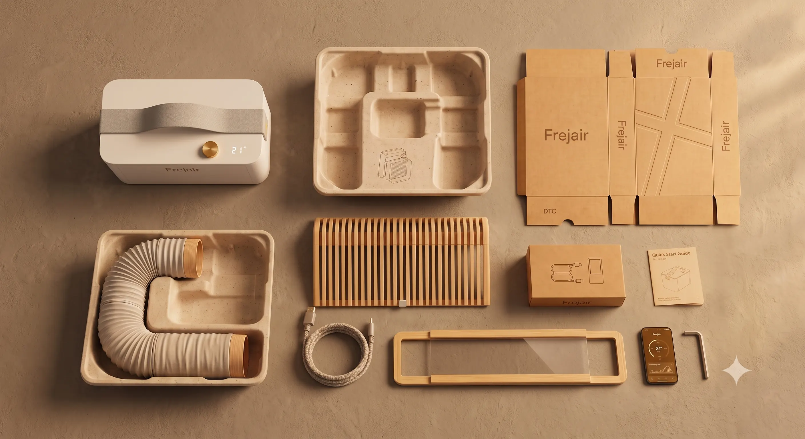 Everything in the box — unit, sleeve, hose, cable, hex key, quick start guide